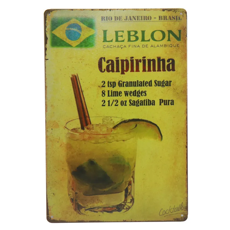 E Mojito водка сахарная вода металлическая пластина плакат оловянные знаки ретро-наклейки железная живопись Тинтин Винтаж паб на стену гаража Декор H33 - Цвет: E
