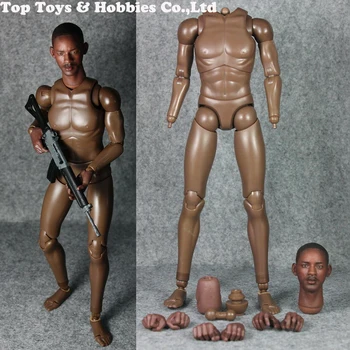 

1:6 Scale black male Body Action Figure 1/6 Will Smith Flexible Narrow Shoulder Standard Figure Body With Head