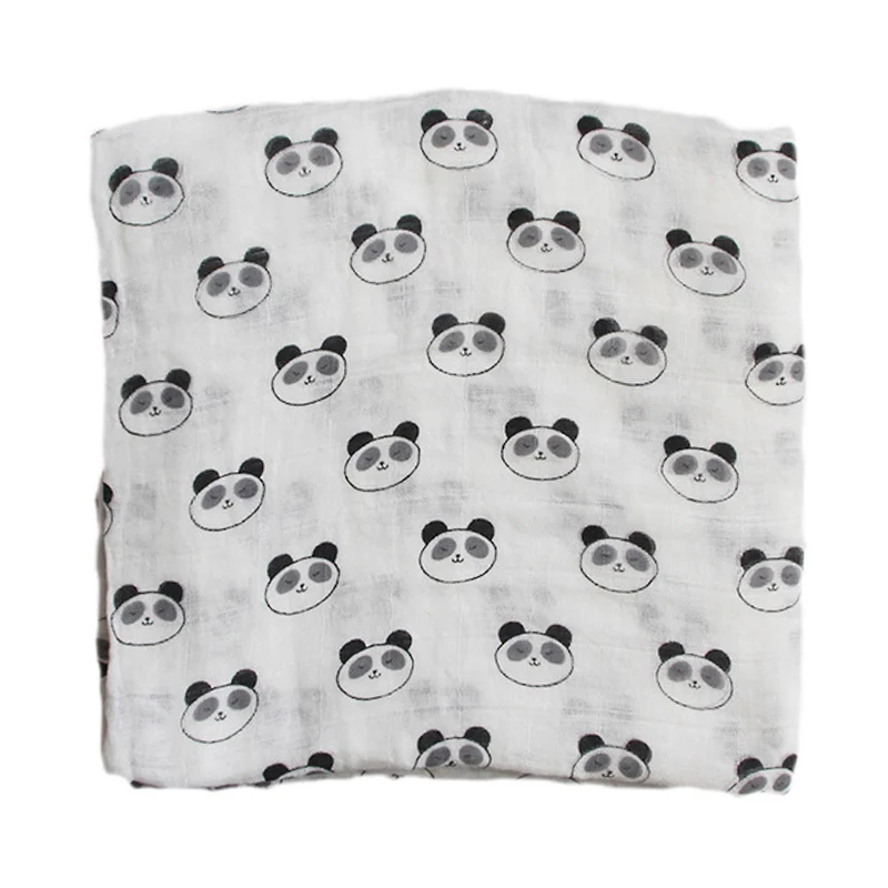 Panda Муслин хлопок детское одеяло 120*120 см мягкая новорожденная Одеяло s 2 слоя Ванна марли младенческой Пеленальный Обёрточная бумага спальный мешок коляска Обложка - Цвет: Panda