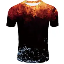 Красный пламенная футболка Для мужчин Для женщин футболка 3d футболка Черная футболка Повседневное топ с рисунком из аниме Camiseta п короткий рукав Футболка Europe(европейский) Размер
