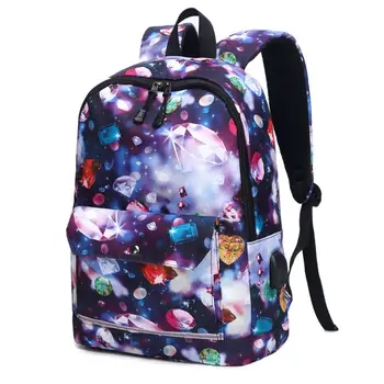 

Printed Backpack Travel USB Charging Port Laptop Daypack for School Teenager L9BE