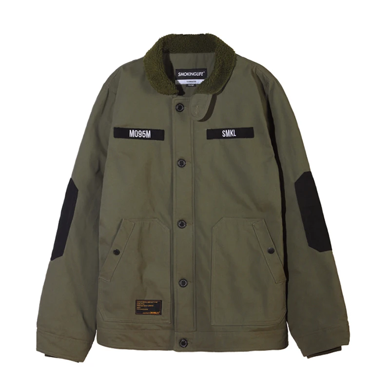 Army green EWQ/Tide Осень Зима Новая Мужская одежда Повседневная овечья шерсть отложной воротник хлопковая куртка Свободное пальто для мужчин и женщин 9Y370 - Цвет: Army green