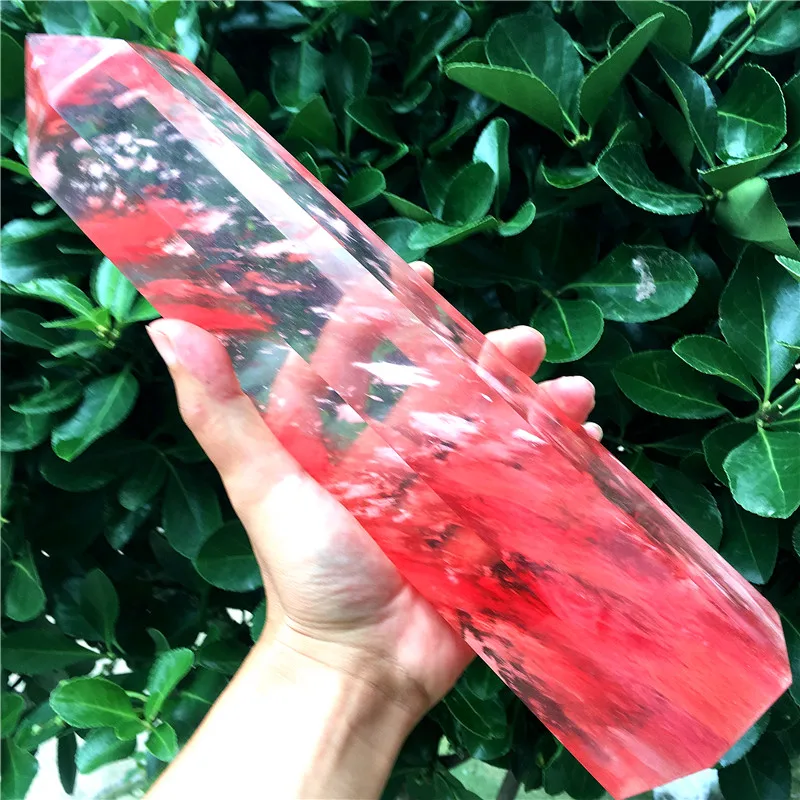 

wand smelting red quartz Crystal Stone and craft reiki healing Decorative tower hexagonal prisms