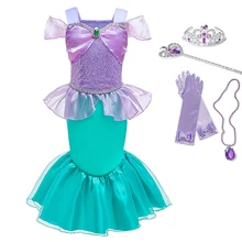 Girls Kids Pearl Diary Ariel Little Mermaid Dress Costume Princess Dress up Children Party Cosplay Gown Tulle Fancy Dresses 2-8Y