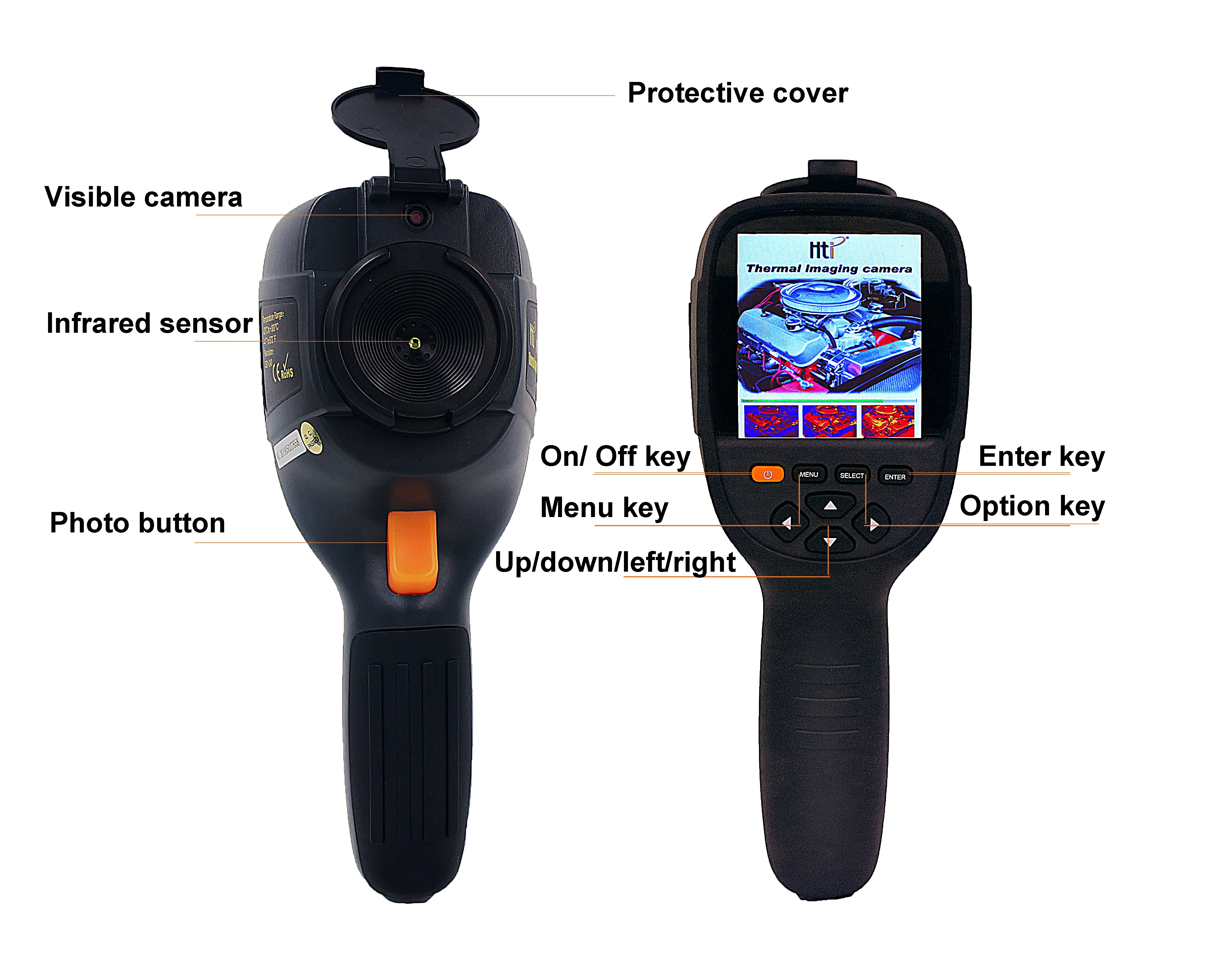 Beste HT 19 Handheld Infrarood Temperatuur Warmte IR Digitale Warmtebeeldcamera Detector Camera met opslag 320x240 Resolutie 3.2