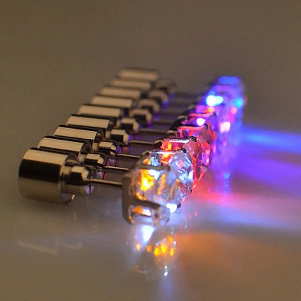 1Pc Women Stud Earrings Cubic Zirconia LED Female Square Luminous Stud Earrings for Party 2