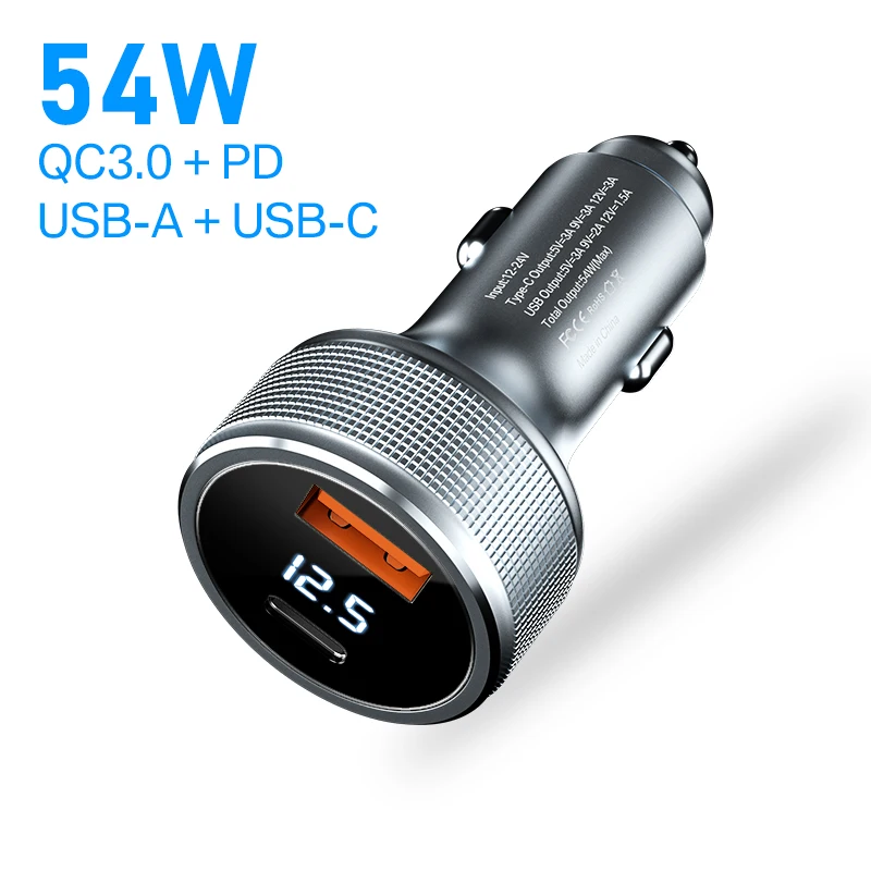 12 v usb 54W Car Charger Type C Fast USB C Charger for iPhone 11 12 Xiaomi Macbook Car Charging Quick Charge 3.0 Moible Phone PD Charger wallcharger Chargers