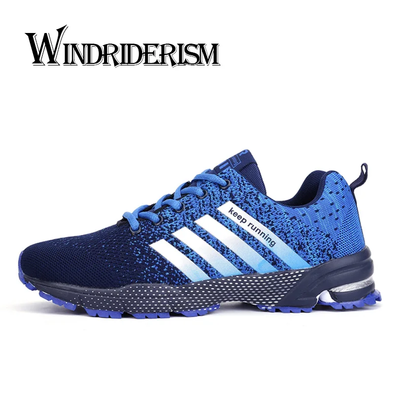 WINDRIDERISM Flyknit женские кроссовки легкие дышащие размер плюс 47 мужские кроссовки унисекс Повседневная обувь zapatillas mujer - Цвет: blue