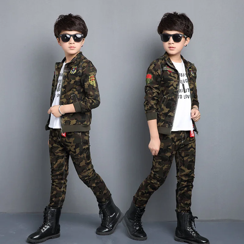 

12 BOY'S Suit 2018 New Style Kids Uniforms Children Korean-style Spring And Autumn 5-6-8-10-Year-Old Girls Camouflage