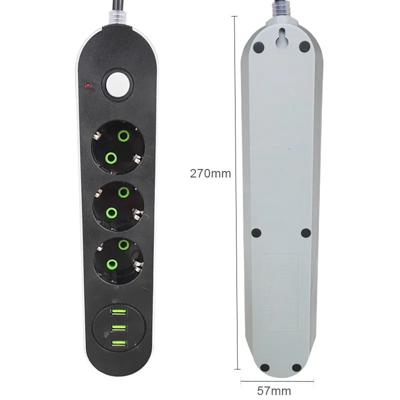 Стандарт ЕС Блок питания 3 USB розетки 10 А 250 в 3 быстрое USB зарядное устройство 5 в 2,1 а розетка адаптер для зарядки
