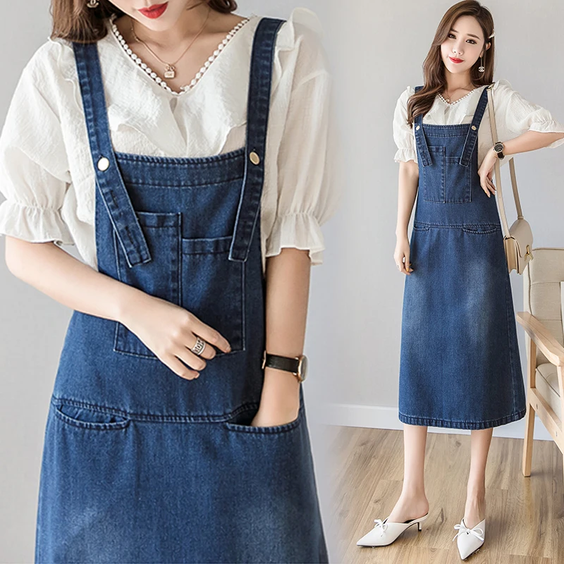 2721 Blue Overalls Denim Dresses Women 