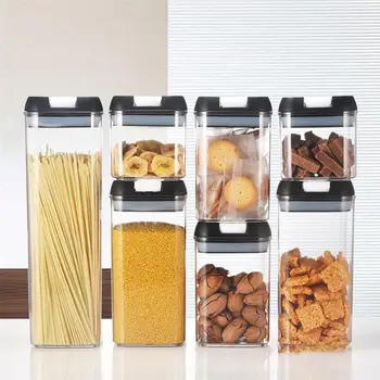 

7pcs Kitchen Storage Jars Transparent Storage Bottles Sealed Jars with Cover