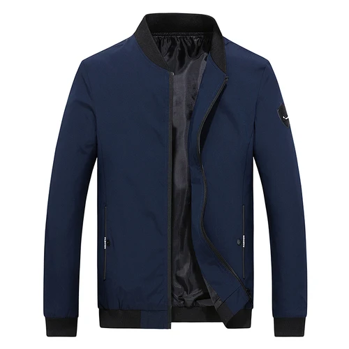 Dark Blue Новинка, мужская куртка, осень-весна, модные бейсбольные куртки, Мужская однотонная Повседневная приталенная куртка, одежда, большие размеры M~ 4XL, верхняя одежда - Цвет: Dark Blue