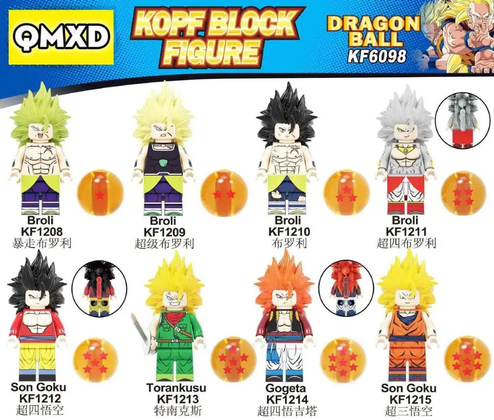 8pcsKF6098 оригинальный аниме Dragon Ball Broli Wukong Tennex сборка строительных блоков модель Goku