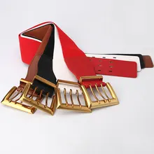 1PC Leather Girdle European And American High Elastic Wide Waist Belt With Pin Buckle PU Leather Belts Dress Coat Waistbands