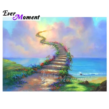 

Ever Moment Diamond Painting Wall Picture Of Rhinestone Stairs to Heaven Sea Mosaic Full Square Drill Diamond Embroidery 3F2067