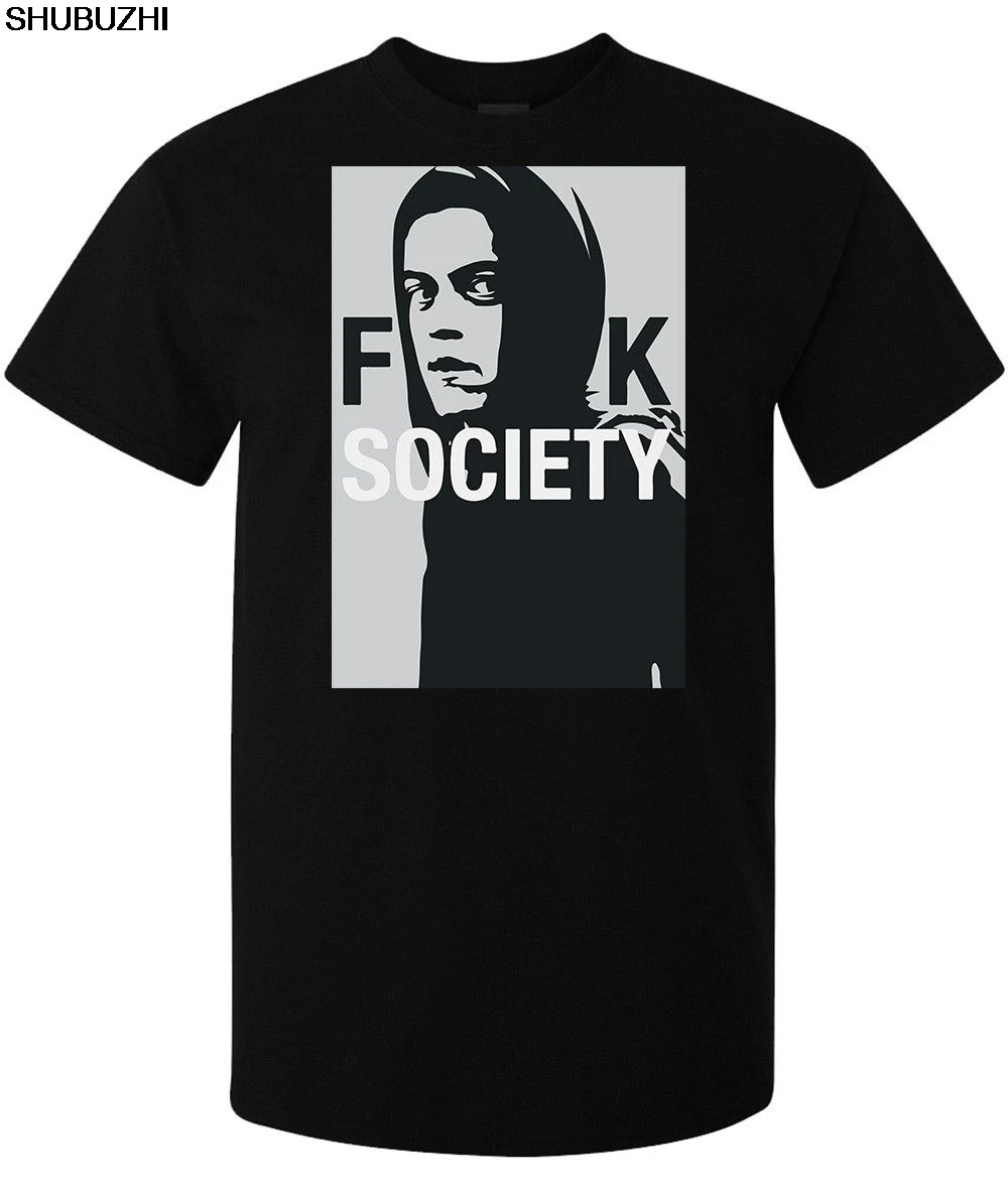 Mr Robot fuk society hacker Elliot art cyber tv series Мужская футболка черный топ крутая Повседневная