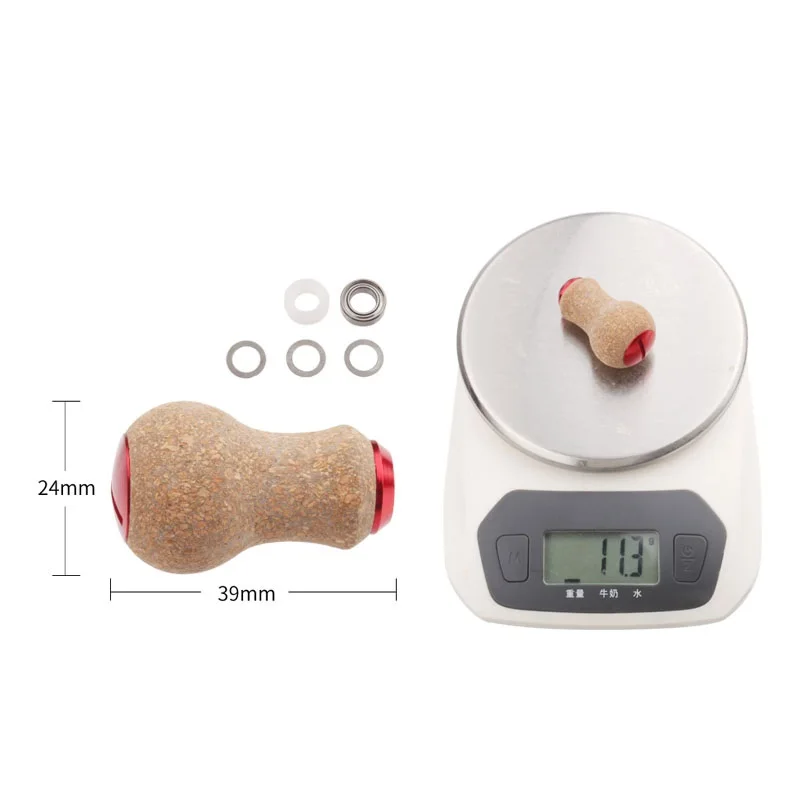 Ruke 1pc Fishing Reel Handle Knob Rubber Soft Wood 11g/pc Include 2pcs Bearings Washers Suit S/D Type Reel DIY Rocker Accessory