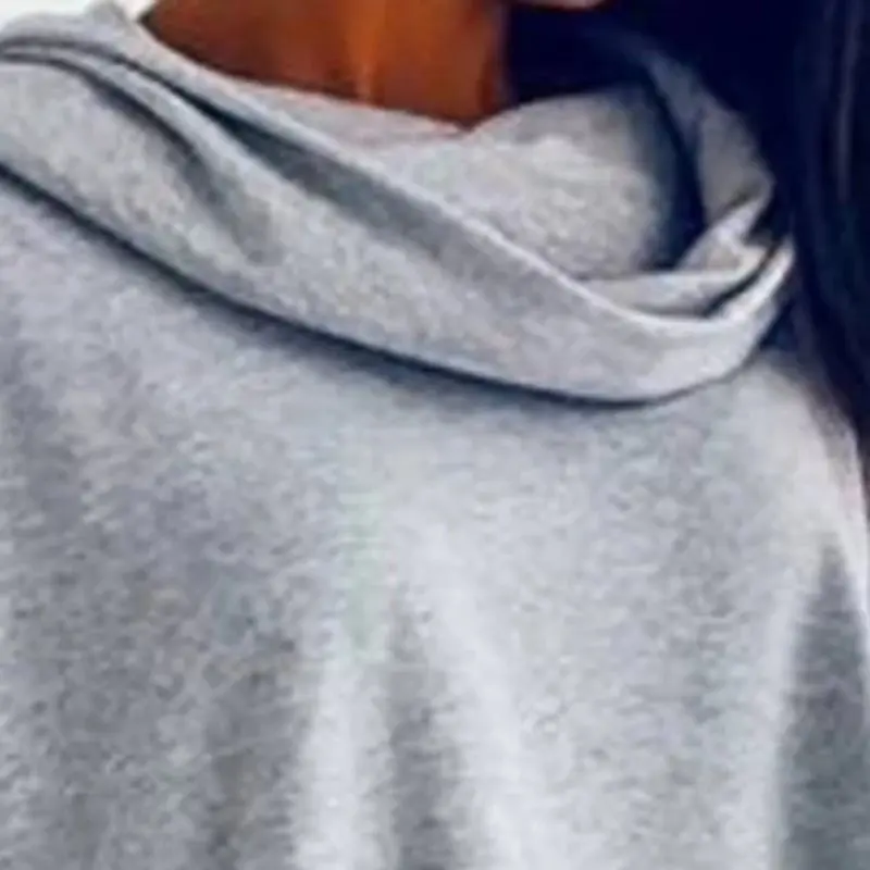  Women Hoodie Sweatshirt 2019 Autumn Grey Long Sleeve Irregular Tops Chic Streetwear Sport Female Bl
