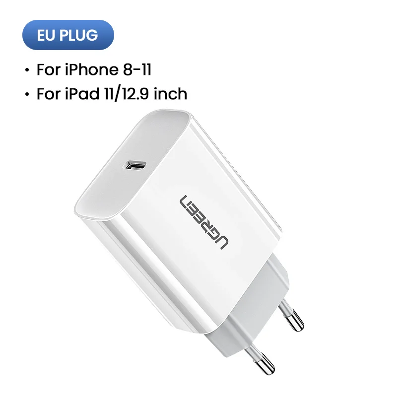 Ugreen Быстрая зарядка 4,0 3,0 QC PD зарядное устройство 18 Вт QC4.0 QC3.0 usb type C быстрое зарядное устройство для iPhone 11 Pro Max X Xs XR 8 Plus USB C зарядное устройство для Xiaomi Сетевое зарядное устройство дл - Тип штекера: EU Plug 18W