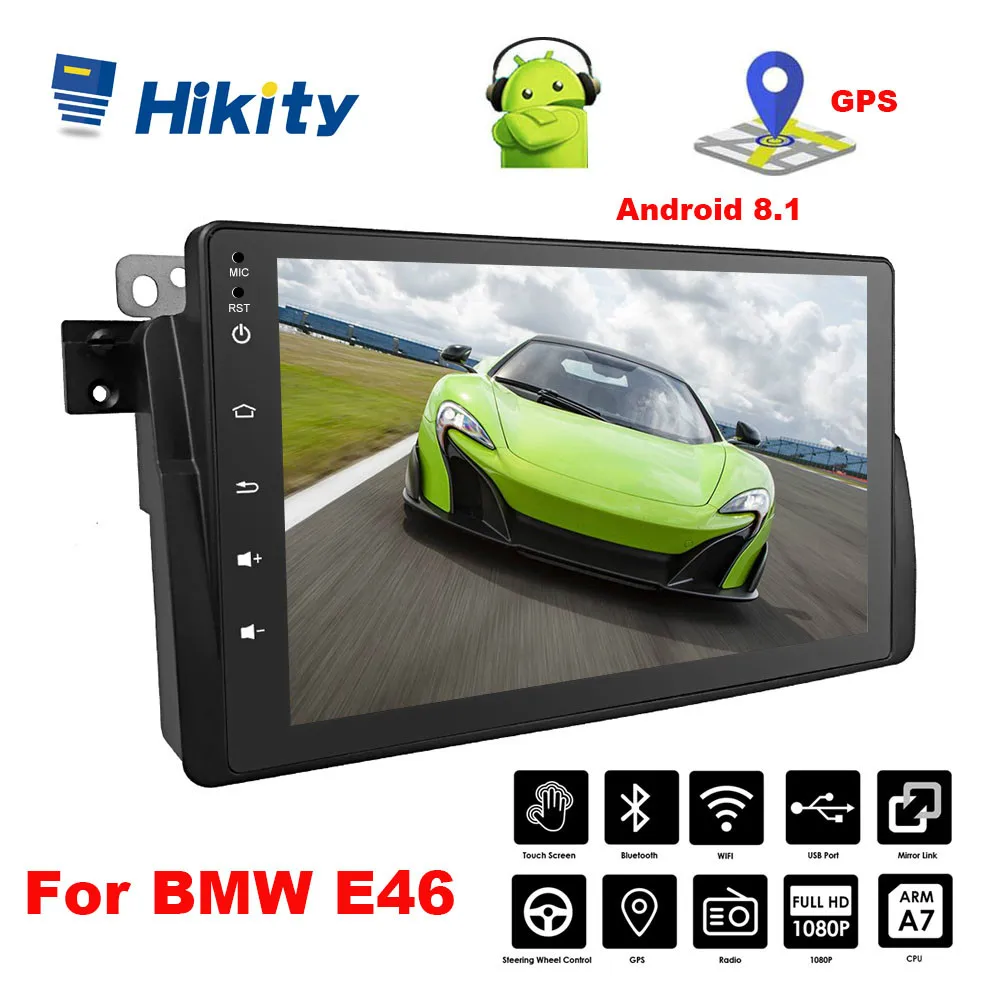 Cheap Hikity Android 8.1 2 Din Car Multimedia Player 8” GPS Car Stereo MirrorLink Autoradio WiFi/FM Bluetooth Radio Car For BMW E46 0