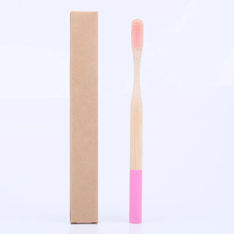 1 шт. Экологичная бамбуковая зубная щетка средней щетиной биоразлагаемая пластмассовая щетка для ухода за полостью рта для взрослых зубная щетка кисточка с бамбуковой ручкой - Цвет: Rose Red-12