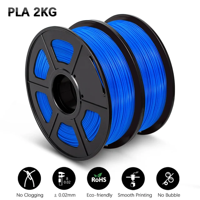 GOHIGH 2 Rolls PETG PLA SILK 3D Printing Filament 1.75MM Children Creative Model Material For 3D Pen & Printers PLA Blue 2kg