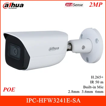 

Dahua WizSense Series 2MP POE IP Camera 1/2.8” CMOS H.265+ IR 50m Built-in Mic Support 256G SD Card and 12V DC IPC-HFW3241E-SA