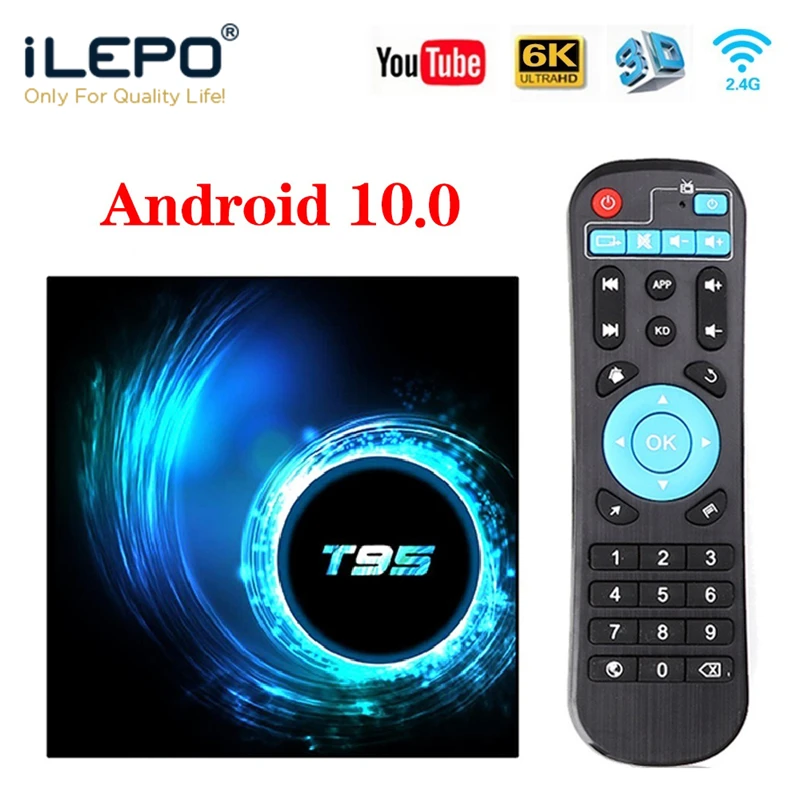 ТВ приставка iLEPO T95 Android 10 0 HD 6K TV медиаплеер голосовой помощник Google Смарт