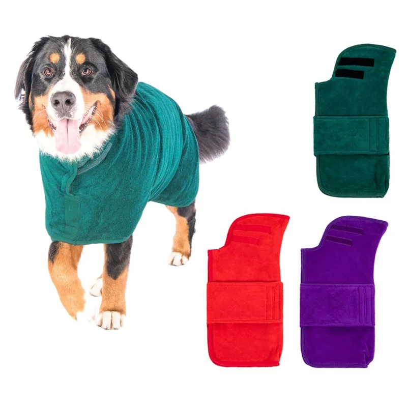 Dog Bathrobe Pet Dog Bath Towel for Small Medium Dog Microfiber Absorbent Pajamas Bath Robe Pet