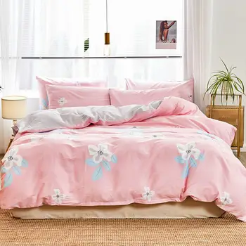 

Claroom simple comforter Bedding Set Solid color bed linens blue Duvet Cover set bed sheet and Pillowcase FH28#