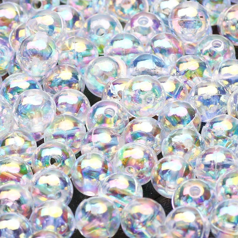 30-200pcs 6 8 10 12mm Transparent AB Acrylic Beads Round Loose Spacer ...