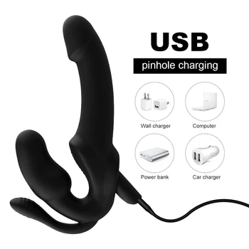 10 Speeds Strapon Dildo Vibrator Female Erotic Toys In Couple Double Dildo Vibrating G Spot Anal Putt Plus Prostate Massager 3