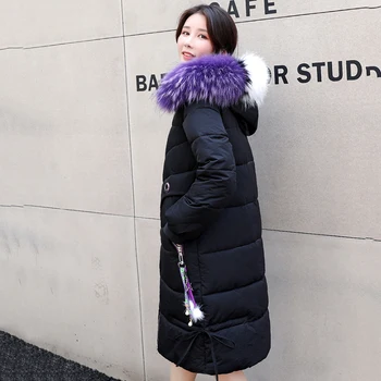 

Casual Women Winter Jacket Thicken Fur Collar Hooded Ladies Coat Long Parka Parkas