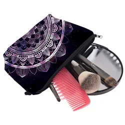 Mandala Lotus Cosmetic Bag Mandala Makeup Bags Lotus Print Purses Flower Makeup Bag Organizer Minimalist Bags Zipper