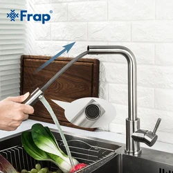 FRAP Brushed Pull-out Kitchen Faucet Single Hole Pull Out Spout Kitchen Sink Mixer Tap Stream Sprayer Stainless Steel Head Tap