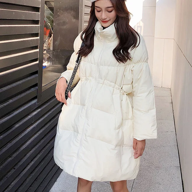 Белый Colorfaith New Autumn Winter Women Down Jacket Coat Pockets Quilted Warm Casual Puffer Medium Down Content 50% CO8077 - Цвет: Белый