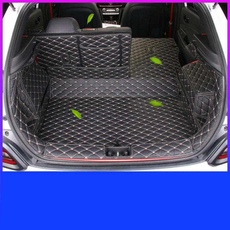 Custom Car trunk mats for Hyundai Encino Kona luxury wearable Leather Car Trunk Mat cargo liner 2018 2019 2020 luggage boot rug