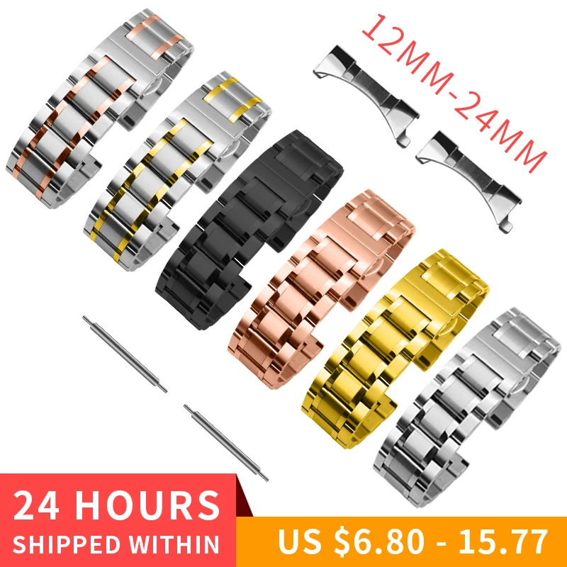 

Metal Watch Strap 12mm 13mm 14mm 15mm 16mm 17mm 18mm 19mm 20mm 21mm 22mm 23mm 24mm Stainless Steel Watch Band