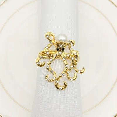 24/PCS new hotel table creative octopus water diamond napkin ring | Дом и сад