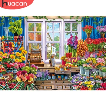 

HUACAN DIY Diamond Painting Flower Room 5D Embroidery Landscape Handmade Home Decor New Arrival Diamond Art