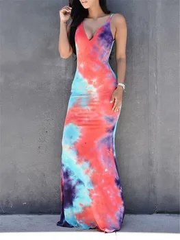 

Women Summer Vestidos Boho Deep V Neck Sleveless Backless Bodycon Long Maxi Dresses Evening Party Beach Dresses Sundress