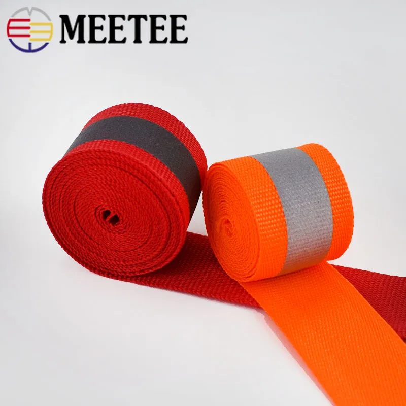 2.0*1.0cm 100meters Polyester Reflective Webbing Ribbon Weaving Piping Taps Tape Traffic Warning with Reflective Film Webbings