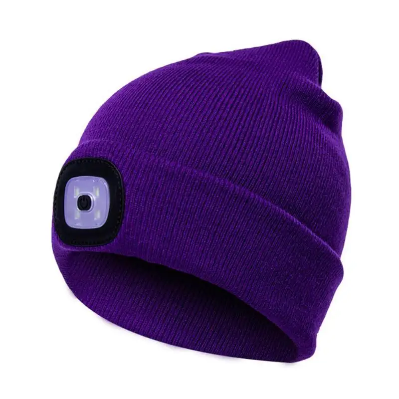 LED lamp cap knitted cap hands-free flashlight cap outdoor knitted winter fishing warm hat for hiking