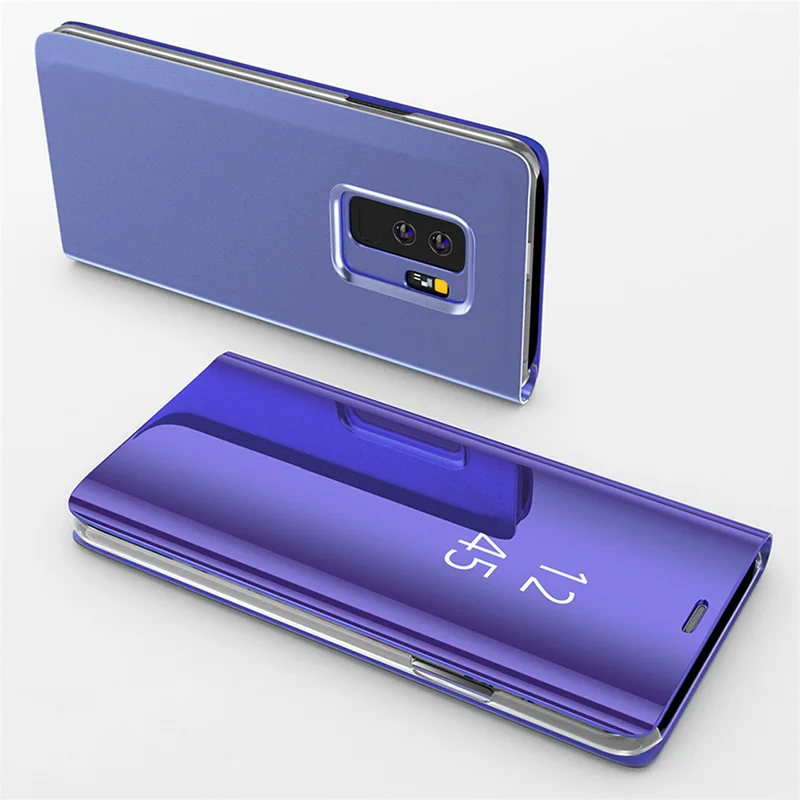Clear View Flip Cover чехол для телефона для Xiaomi Redmi Note 7 8 Pro 9T mi 8 9 SE A1 A2 A3 Lite 5 6 4X4 K20 роскошный зеркальный протектор - Цвет: Фиолетовый