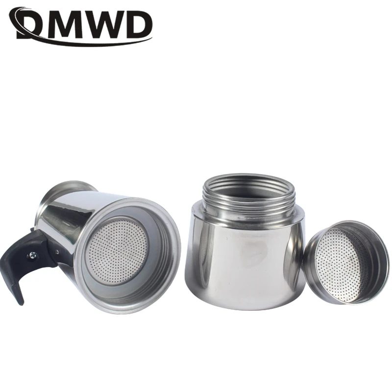 DMWD Hot Sale 2/4/6/9 Cups Stainless Steel Moka Espresso Latte Percolator Stove Top Coffee Maker Pot