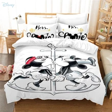 Parure de lit imprimée Disney Mickey Mouse pour Couples, ensemble de literie, housse de couette et taie d'oreiller, Textile de maison, pour enfants et adultes, cadeaux