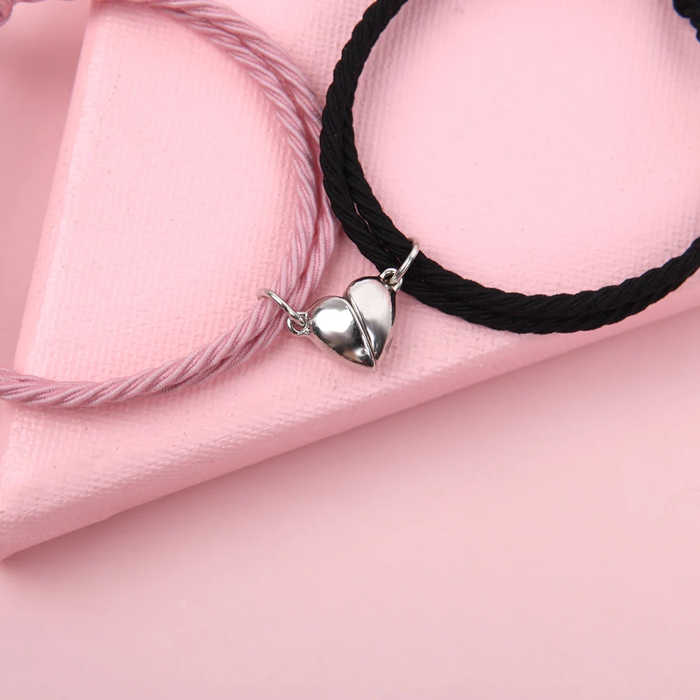 Two Halves Heart Magnetic Bracelet Couple Bracelets Lover Friend Friendship  Bracelets Braid Rope Magnet Jewelry Valentine's Day - Bracelets - AliExpress
