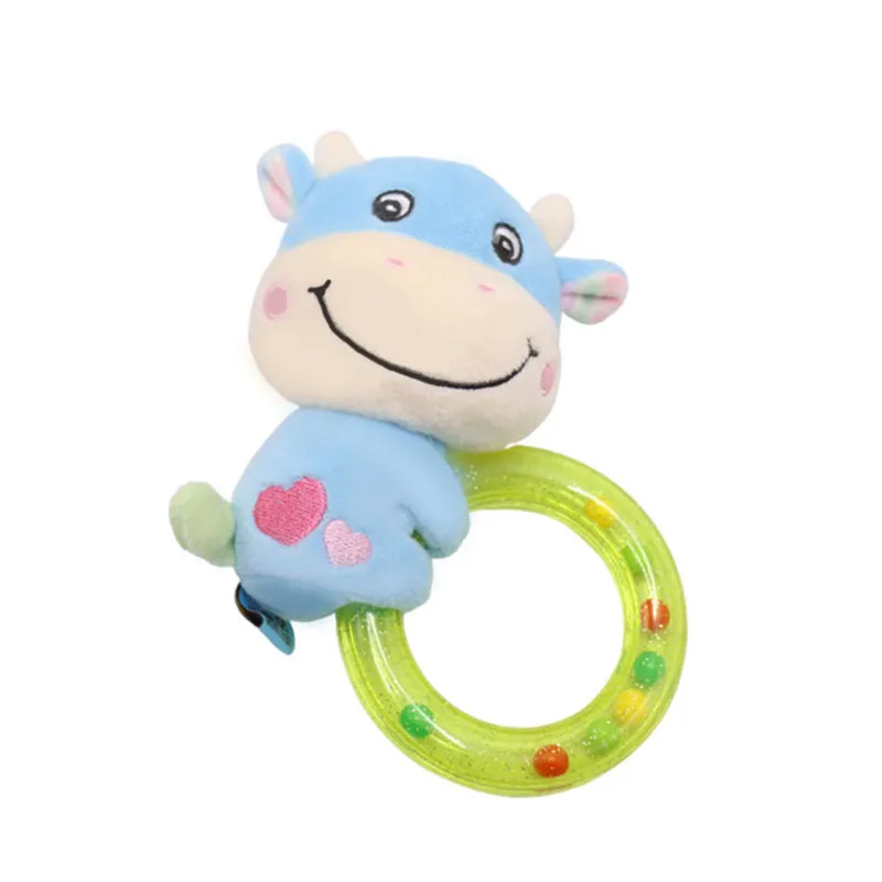 Cattle Cute Baby Rattle Toys Rabbit Plush Baby Cartoon Animal Bed Toys for 0-12 Months Educational Baby Rattle Toy Rabbit Hand Bells - Цвет: Cattle