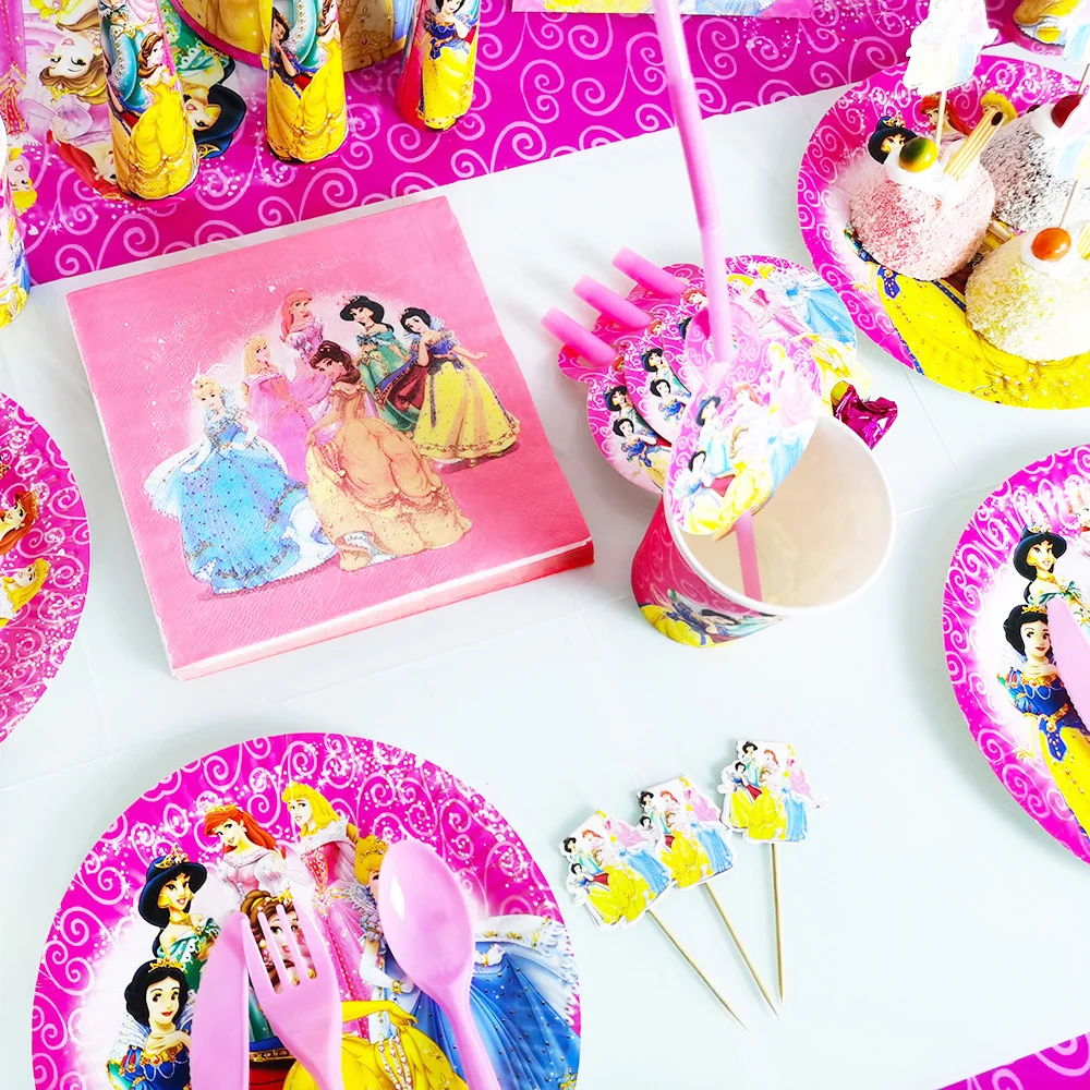Disney Princess one years old birthday party Disposable tableware decor banner Cake stand decoration birthday party supplies